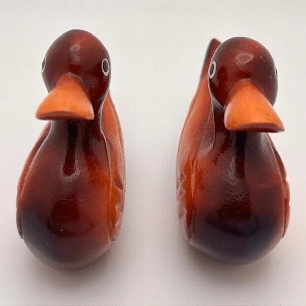 Hand‎ Carved Wooden Ducks Decoy Mallard Stained Vintage Rare Set
